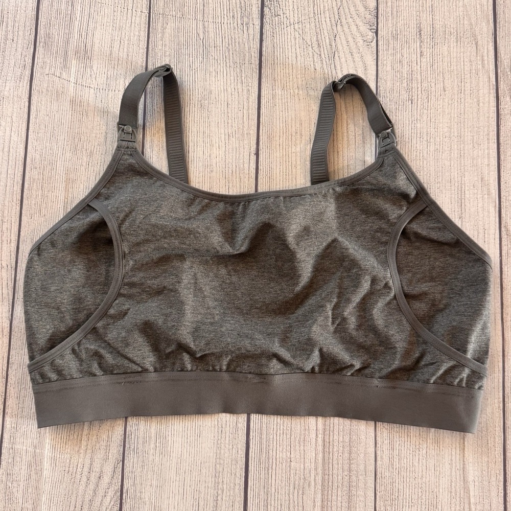 Momcozy Nursing Sports Bra Women's XL Gray‎ Wireless Maternity Breastfeeding Bra